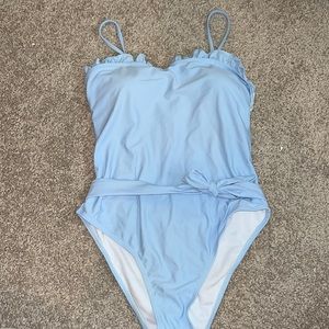 Baby Blue Ruffle Bow One-Piece!!